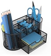 ITAYVAN Pen Holder for Desk, Desk Organizer Pencil Holder with 8 Compartments and 1 Drawer, Multi...