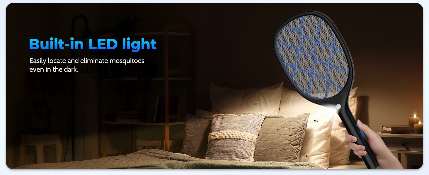 Electric Fly Swatter Bug Zapper Racket