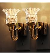 L LOHAS LED Night Lights Plug into Wall, 2 Pack 3000K Soft White LED Floral Night Light with Auto...