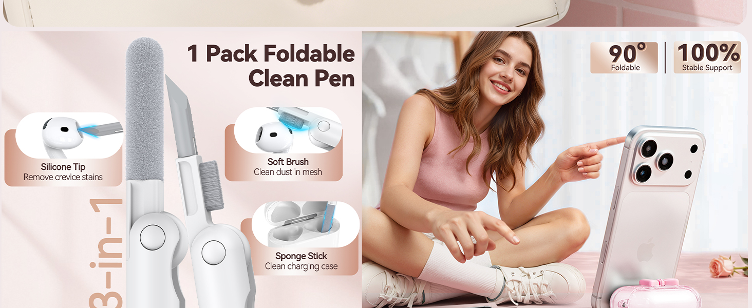 1 Pack Foldable Clean Pen