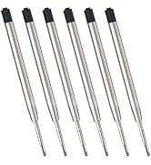 ChaoQ,Black Ink Refills (6pcs), Replaceable Ballpoint Pen Refills, 1mm Medium Tip - Black