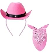 Haakong Cowboy Hat Cowgirl Mini Hat Headband with Bandana for Women Halloween Birthday Western Co...