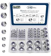 Vifmy Locknuts Assortment Kit,M3 M4 M5 M6 M8 M10 M12 140PCS Metric Nylon Insert Lock Nuts Set,304...