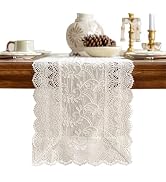 OUZHUHUI White Elegant Vintage Lace Table Runners,Wedding Lace Decor with Floral Embroidery,Tea P...