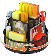 DocNest 360° Rotating Pen Holder,Heavy-Duty Metal Mesh Desk Organizer with 6 Compartments for Pen...