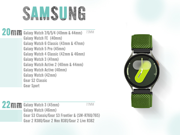18mm 19mm 20mm 22mm Elastic Nylon Bands for Samsung/Garmin/Fossil/Amazfit
