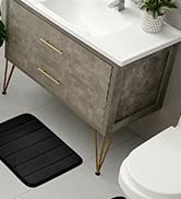 BYSURE Navy Blue Memory Foam Bathroom Rug Set 3 Piece, Non Slip Extra Soft Absorbent Bath Mats, M...