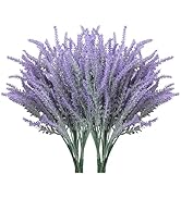 10 Bundles Fake Flowers Artificial Lavender Faux Plastic Plants Purple Flowers for Home Decor Wed...