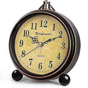 large numerals; vintage; retro; classical; alarm clock; quiet clock; silent