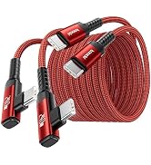 toocki USB C Cable 240W, Fast Charging Type C Cord, 2Pack, 10ft, Red | Right-angle, Nylon Braided...