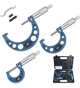 HDLNKAK Outside Micrometer Set, 0-3" Machinist Micrometer, 3 Pcs Machinist Tool Set, 0.0001" Grad...