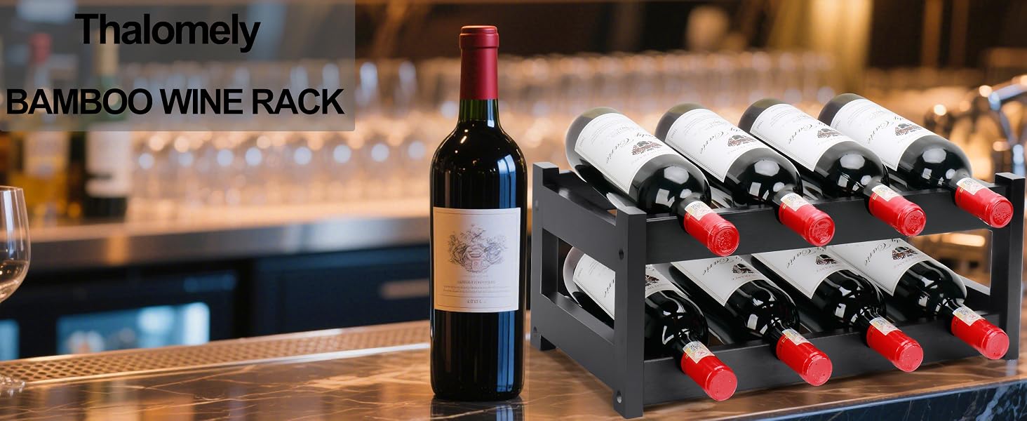 2 Tier Bamboo Wine Rack for Countertop, 8Bottles Wine Storage Shelf