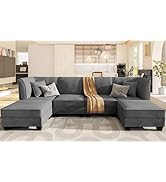 Shintenchi 6 Pieces Sectional Couch Modular Sofa,U Shaped Reversible Chaise Velvet SofaCouch with...