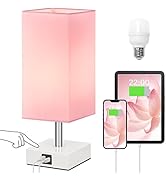 Touch Control Table Lamp with USB A+C Charging Ports, 3 Way Touch Lamps Beside Desk, Nightstand L...