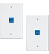 Iwillink (2-Pack) Ethernet Wall Plate, 1-Port Keystone Jack Wall Plate with RJ45 Keystone Inline ...
