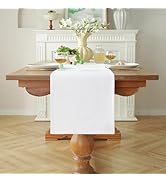 Alsoo White Linen Table Runners 72 Inches Long Rustic Small Table Runners Boho Farmhouse Table Ru...
