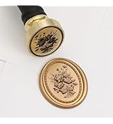 UNIQOOO 3D Relief Wax Seal Stamp, Vintage Frame Bouquet Botanical Brass Head with Wood Handle, Ae...