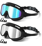 LEEIGGT Swim Goggles for Kids, Anti Fog UV Protection Leakproof Wide View Swimming Goggles Youth ...