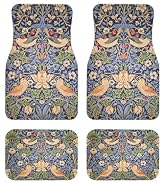 Artistic Fabric Car Floor Mats-Non-Slip Rubber Backing,William Morris,Front (26.8x17.3in) & Rear ...