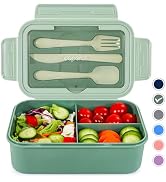 Caperci Classic Bento Box Adult Lunch Box for Older Kids - Leakpoof 47 oz 3-Compartment Lunch Con...