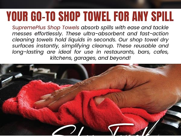 SupremePlus Shop Towels are available in different colors and packaging options.