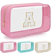 WELIDAY Personalized Initial Letter Makeup Bag, Travel Chenille Patch Cosmetic Bag, Waterproof To...
