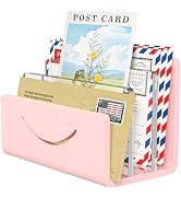 Kucle Mail Organizer Envelope Holder - 3 Compartments Pink Acrylic Mail Holder Countertop Home Of...