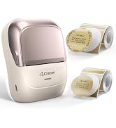 CLABEL 221B Label Maker with 3 Rolls- Glossy Gradient Kraft, Bordered Pattern and White Stickers,...