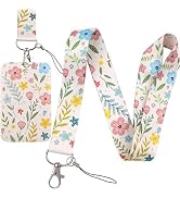 Beemorita Cute Flowers ID Badge Holder Lanyard Cute Keychain Lanyard ID Holder for Keys & ID Badg...