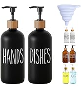 LOOCHICA 2 Pack Black Glass Soap Dispenser Set, Hand and Dish Soap Dispenser for Kitchen Sink, Ma...