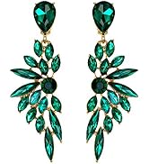 BriLove Women's Wedding Bridal Crystal Teardrop Multi Marquise Cluster Bling Dangle Earrings