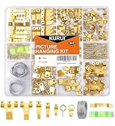 KURUI Picture Hanging Assorted Kit, 303Pcs Picture Hangers Kit With Heavy Duty Wall Hooks, Sawtoo...