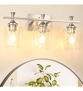 Benaep 3 Light Bathroom Vanity Light Fixtures, Modern Silver Vanity Lights with High Clear Wine G...