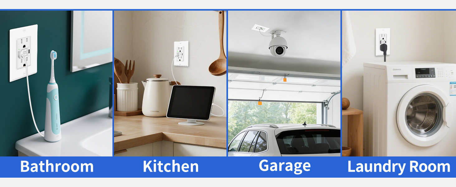 Ideal for wet locations such as bathrooms, kitchens, garages and laundry areas