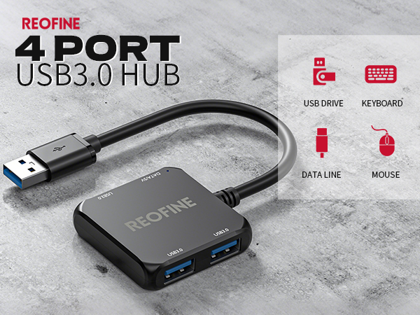 USB 3.0 Hub, 4 Port USB Hub Splitter,Portable USB Adapter
