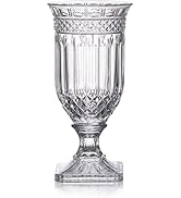 Joeyan 13'' Glass Urn Vase,Large Clear Decorative Flower Vase for Table and Centerpiece,Tall Pede...