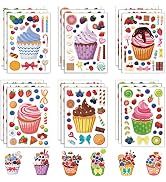 24 Sheets Cupcake Make a Face Sticker Sheets for Kids Todders Activities, Make Your Own Stickers ...