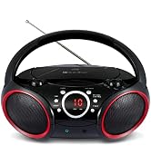 SINGING WOOD 030C Portable CD Player Boombox with AM FM Stereo Radio, Aux Line in, Headphone Jack...