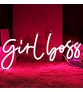 SYLHOME Pink Girl Boss LED Neon Light Sign Cool Girls Bedroom Desk Wall Decor Signs Boss Lady Bab...
