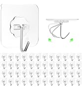 ZESLMG Adhesive Hooks Wall Hooks for Hanging, 48 Pack Heavy Duty Self Sticky Hooks 22lb(Max) Stai...