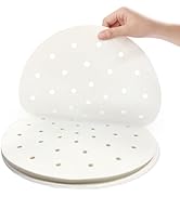 8in Steamer Liners, Air Fryer Parchment Paper Liners, Bamboo Round Perforated Anti-stick Waterpro...