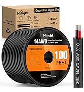 Nilight 100FT 14AWG Oxygen-Free Copper Wire Red Black Electrical Wire Stranded PVC Cord 2 Conduct...