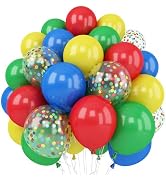 Red Blue Yellow Green Balloon Set, 12 Inch Carnival Circus Party Balloon Red Blue Green Yellow He...