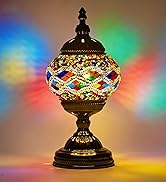 XUMAIDENG Turkish Moroccan Table Lamp Tiffany Style Mosaic Table Lamp Glass Bedside Lamps for Bed...