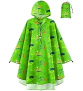 OlyPegic Kids Rain Poncho with Hooded Reusable Waterproof Lightweight Ponchos Kids Boy Girl Rainc...