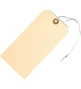100 Large Tags with Elastic String Attached - # 8, 6 1/4" x 3 1/8" - Big Shipping Tags with Elast...