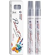 Silver Permanent Paint Marker Pens - 2 Count Oil Based Marker Pen, Medium Tip, Waterproof & Quick...