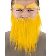 KICNIC Golden Fake Mustaches King's Beards Self Adhesive Novelty Hairy Costume Facial Hair for Ch...