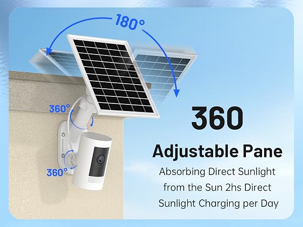 Solar Panel and 2-In-1 Wall Mount for Ring Cam