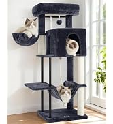 Gitelsnour Cat Tree, Cat Tower for Indoor Cats, 43.3 inch Cat Tree Tower with Sturdy Steel Tube, ...